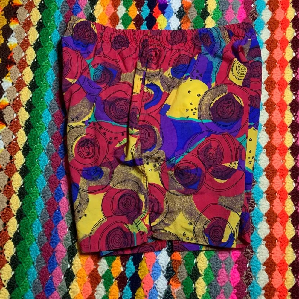 Vintage 90s Dash Neon Rainbow Abstract Pocket Statement Lightweight Swim… - Picture 6 of 14